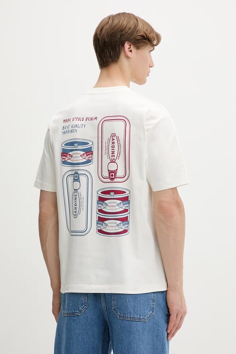 Marc O'Polo T-shirt męski bawełniany beżowy 5000010819