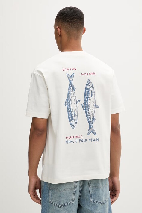 Marc O'Polo T-shirt męski bawełniany beżowy 5000010820