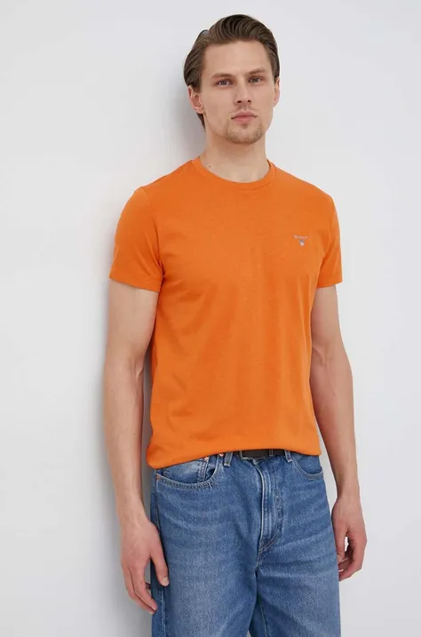 Gant t-shirt bawełniany kolor pomarańczowy z aplikacją