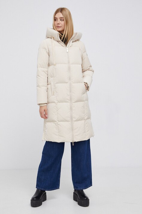 Péřová bunda Mos Mosh dámská, béžová barva, zimní