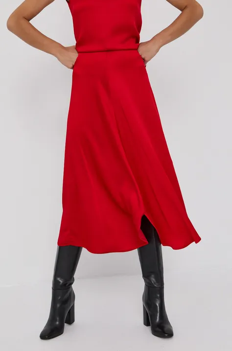 Sukňa Beatrice B červená farba, midi, áčkový strih