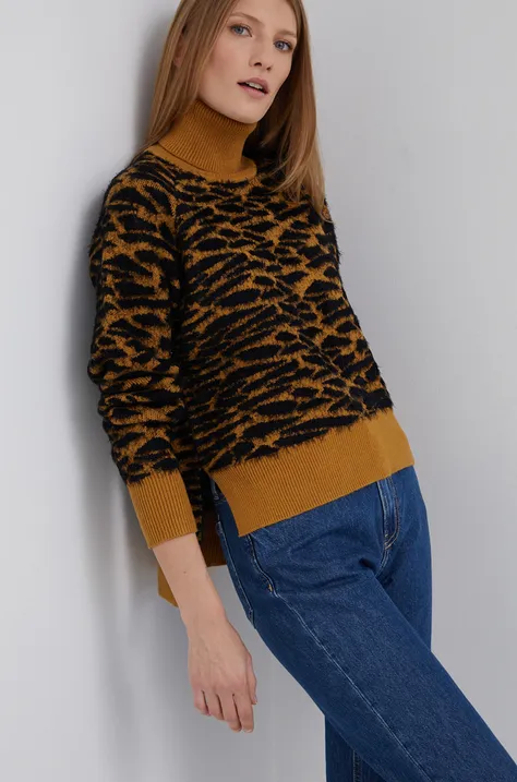 XT Studio pulóver meleg, női, sárga, garbónyakú