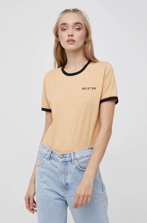 Βαμβακερό μπλουζάκι Brixton χρώμα: πορτοκαλί