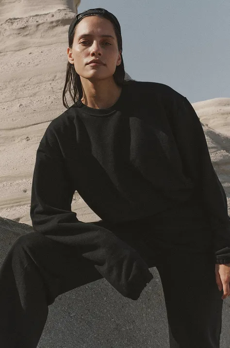 MUUV. pulover Crop Top Subtle Cotton ženski, črna barva