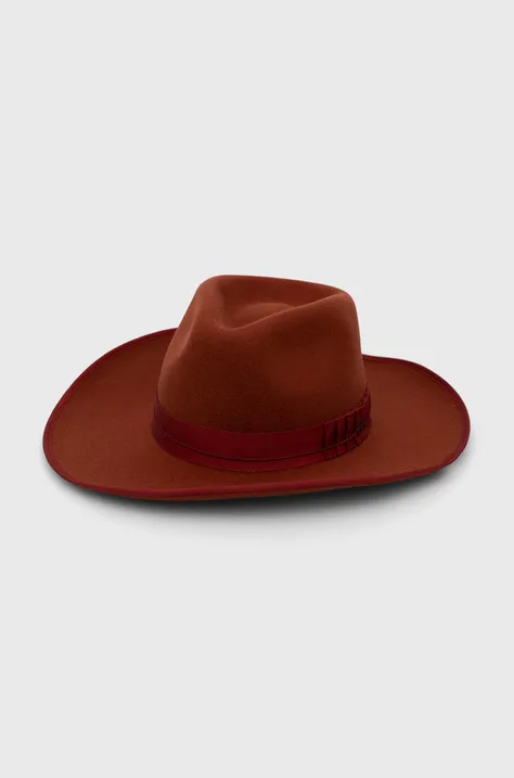 Vlnený klobúk Brixton bordová farba, vlnený