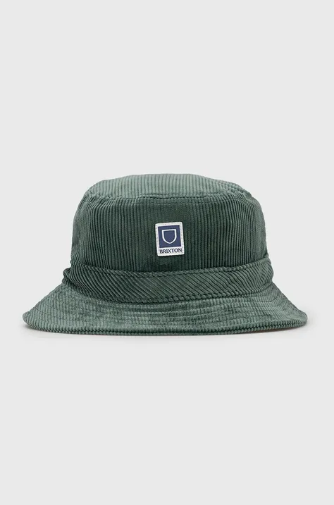 Brixton kapelusz sztruksowy kolor zielony bawełniany