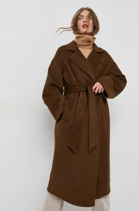 Notes du Nord płaszcz wełniany Elisa kolor brązowy przejściowy oversize