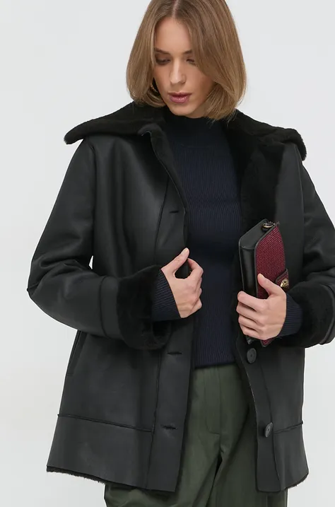 Usnjena jakna Liviana Conti ženska, črna barva