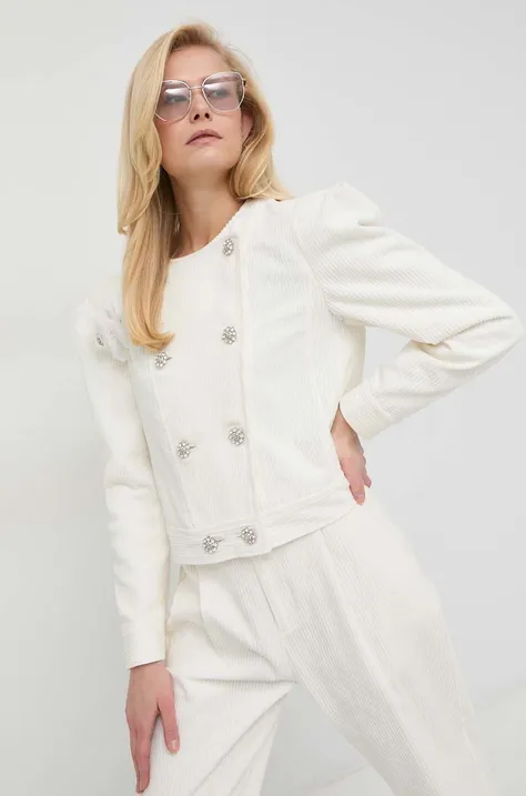 Custommade kurtka sztruksowa Gritt kolor biały przejściowa