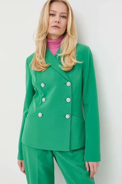 Піджак Custommade Finja колір зелений двобортний однотонна