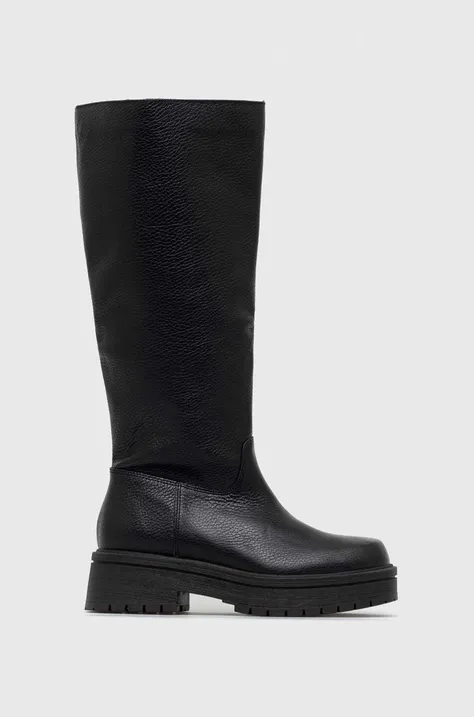 Шкіряні чоботи Charles Footwear Dora жіночі колір чорний на плоскому ходу