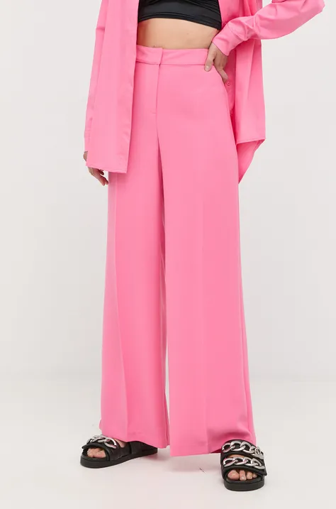 Notes du Nord spodnie damskie kolor różowy proste high waist