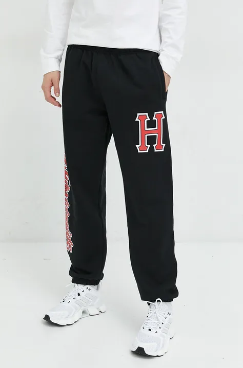 HUF spodnie dresowe męskie kolor czarny z nadrukiem