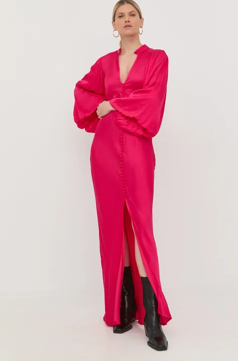 Herskind sukienka kolor fioletowy maxi dopasowana