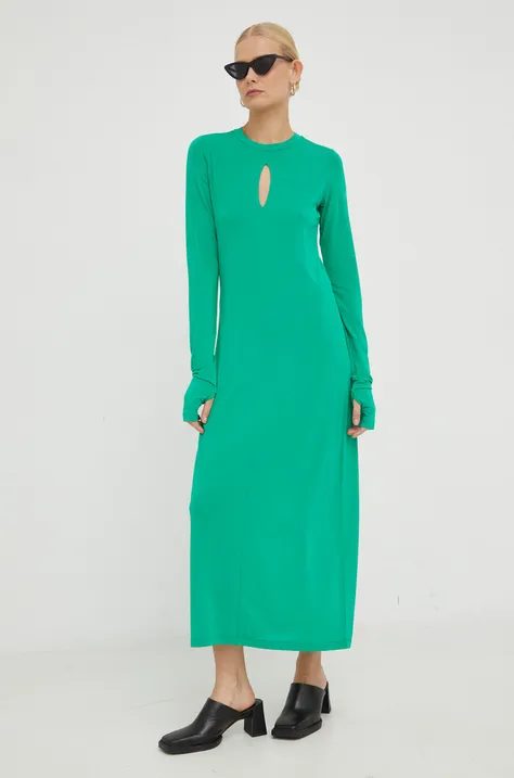 Сукня Herskind колір зелений midi облягаюча