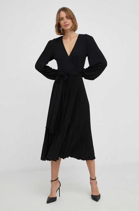 Nissa rochie culoarea negru, mini, evazată