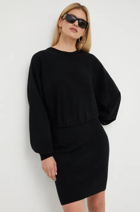 Silvian Heach sukienka z domieszką wełny kolor czarny mini dopasowana