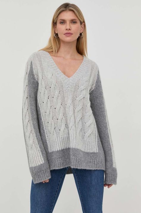 Вовняний светр Beatrice B жіночий колір сірий