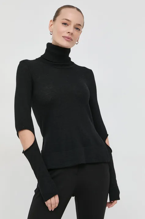 Vuneni pulover Beatrice B za žene, boja: crna, lagani, s dolčevitom