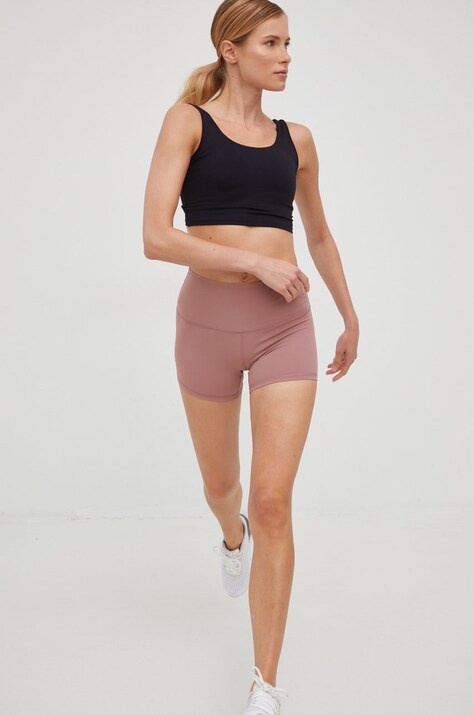 JOYINME szorty do jogi Rise damskie kolor różowy gładkie medium waist