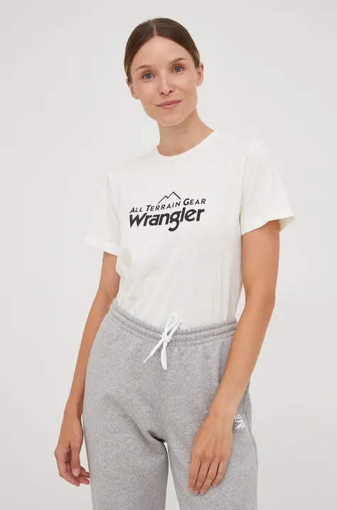 Kratka majica Wrangler Atg ženska, bež barva
