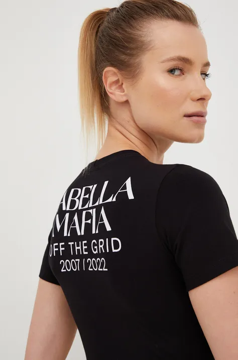 Kratka majica LaBellaMafia ženski, črna barva