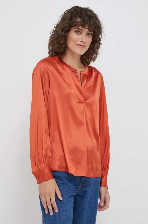 Mos Mosh bluzka damska kolor pomarańczowy gładka