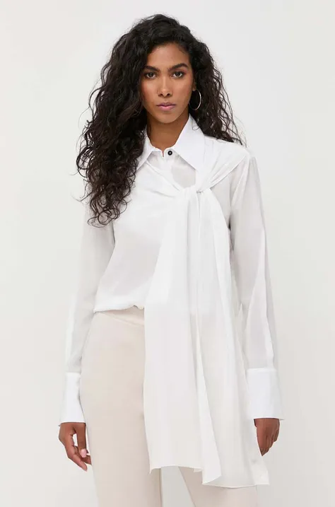 Liviana Conti koszula jedwabna kolor biały regular z kołnierzykiem klasycznym