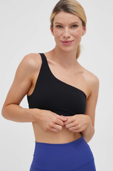 Бюстгальтер для йоги JOYINME Heat Ribbed колір чорний однотонний