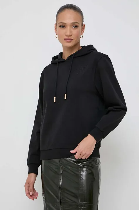 Silvian Heach bluza bawełniana damska kolor czarny z kapturem gładka
