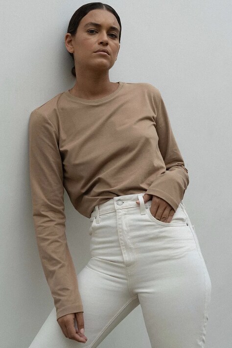 Muuv. longsleeve damskie bawełniane BASIC beżowe