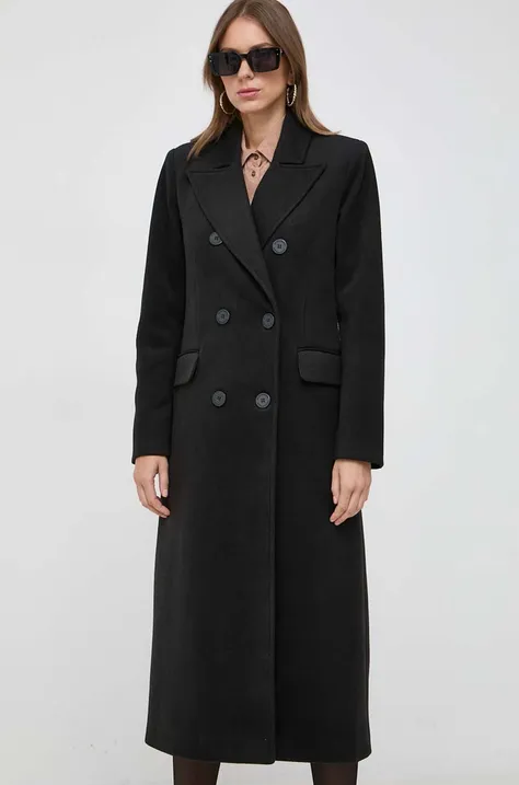 Kabát Silvian Heach dámsky, čierna farba, prechodný, dvojradový