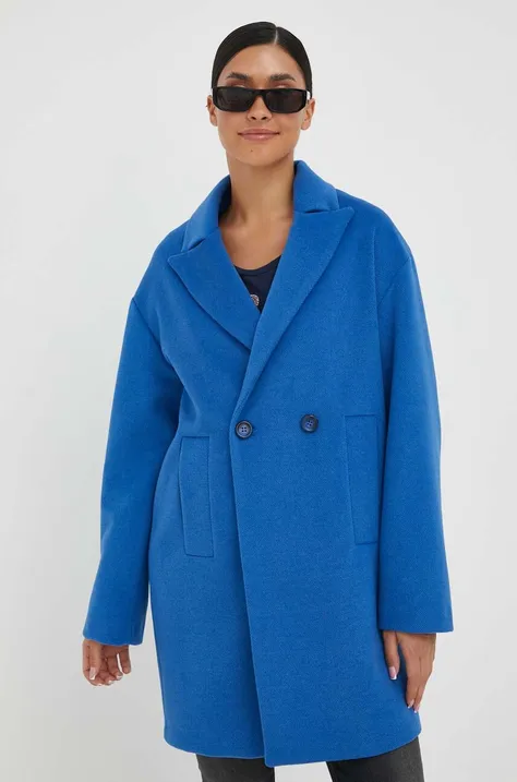 Silvian Heach płaszcz damski kolor niebieski przejściowy oversize