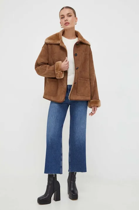 Замшева куртка Liviana Conti жіноча колір бежевий перехідна oversize