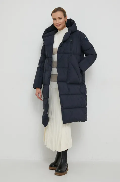 Péřová bunda Blauer dámská, tmavomodrá barva, zimní