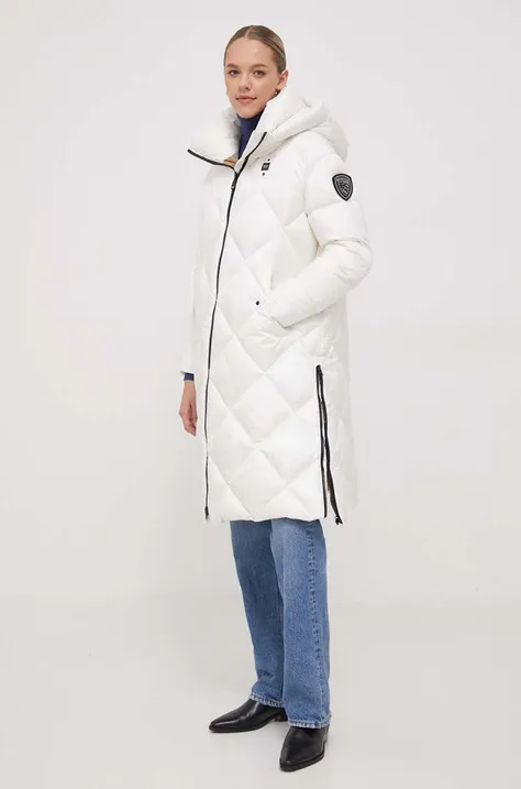 Blauer kurtka puchowa damska kolor biały zimowa