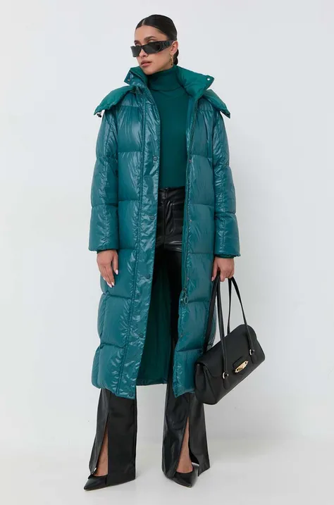 Páperová bunda Silvian Heach dámska, tyrkysová farba, zimná