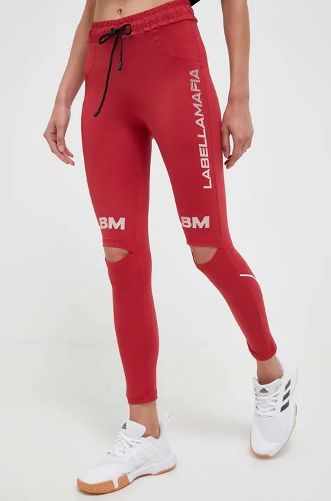 LaBellaMafia legginsy treningowe Essentials kolor czerwony z nadrukiem