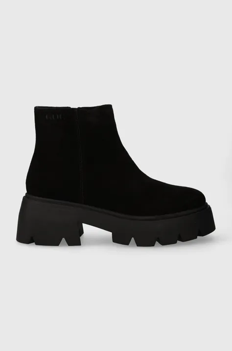 Semišové topánky GOE dámske, čierna farba, na podpätku, MM2N4057.BLACK