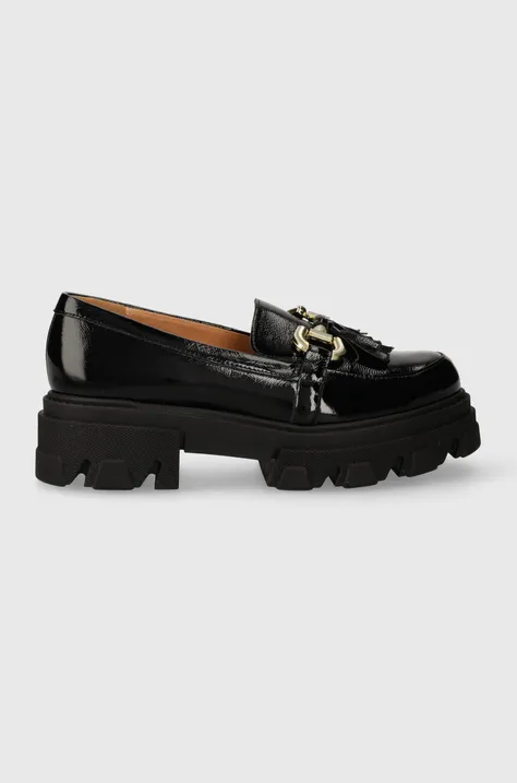 Charles Footwear mocasini de piele Zulia femei, culoarea negru, cu platforma, Zulia.Loafer.Black