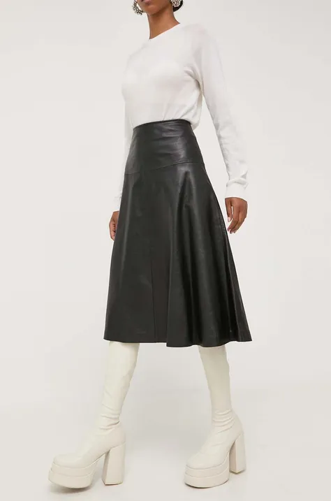 Δερμάτινη φούστα Liviana Conti χρώμα: μαύρο