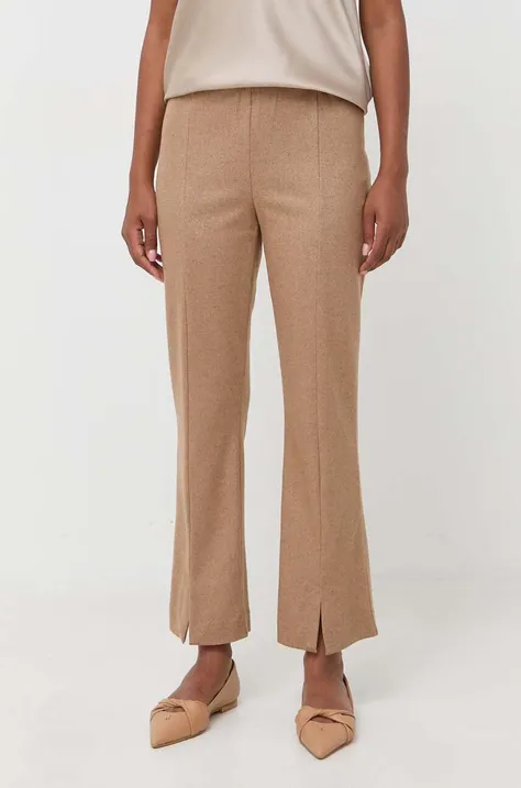 Liviana Conti spodnie kaszmirowe kolor beżowy dopasowane high waist