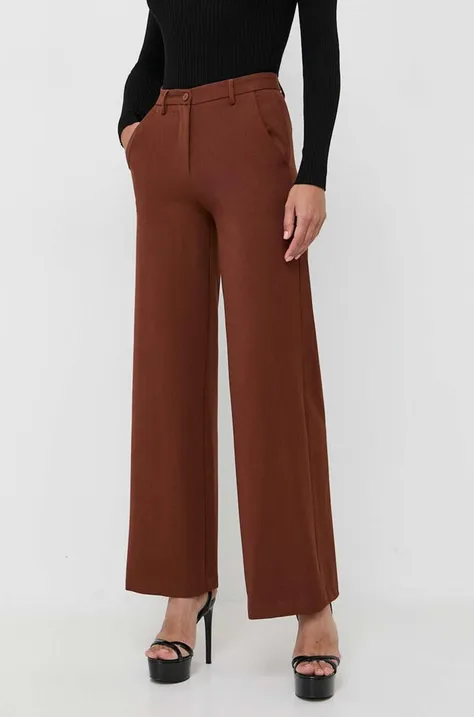 Silvian Heach spodnie damskie kolor brązowy szerokie high waist