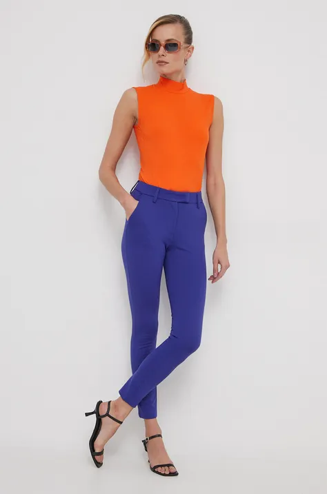 XT Studio spodnie damskie kolor niebieski dopasowane medium waist