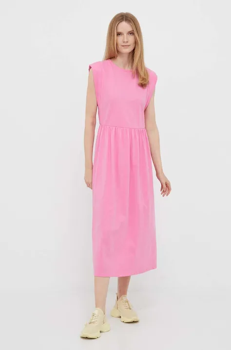Rich & Royal sukienka bawełniana kolor różowy midi rozkloszowana