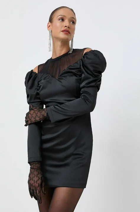 Šaty Silvian Heach čierna farba, mini, rovný strih
