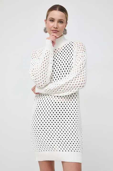 Šaty Silvian Heach béžová farba, mini, rovný strih