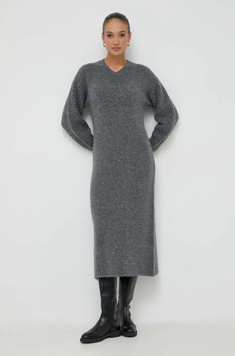 Платье с примесью шерсти Beatrice B цвет серый maxi oversize