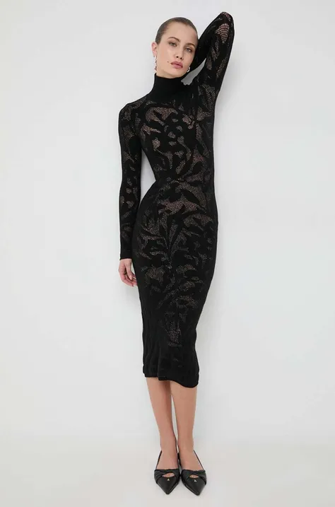 Liviana Conti rochie din lana culoarea negru, mini, mulata