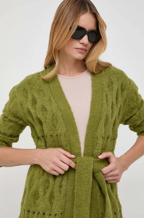 Kardigan s primjesom vune Silvian Heach boja: zelena, topli